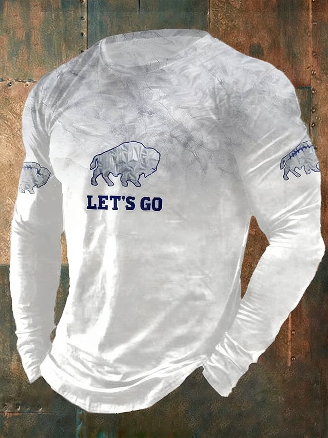 Buffalo Bills Merch Let's Go Long Sleeve Shirt Go Bills Football Apparel Football Player Gift