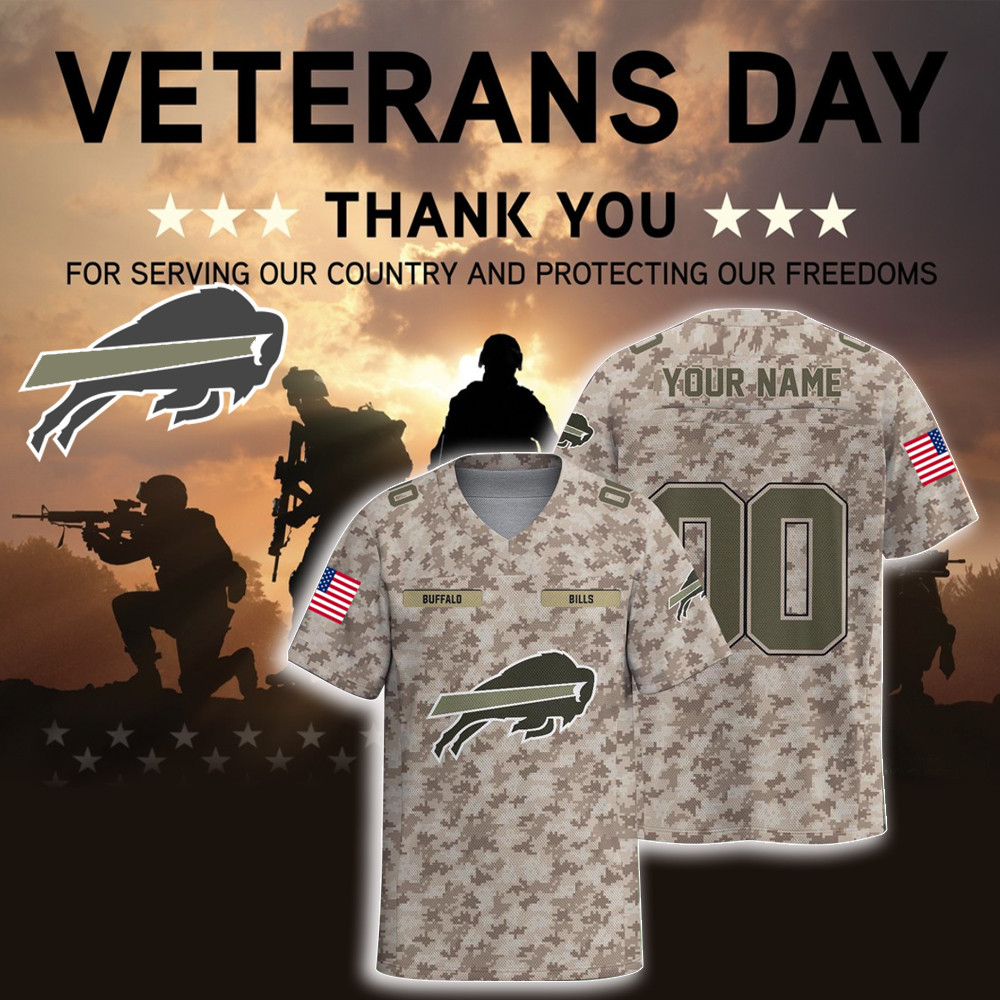 Buffalo Bills Personalized Military Appreciation Football Jersey V-Neck Gift For Bills Mafia
