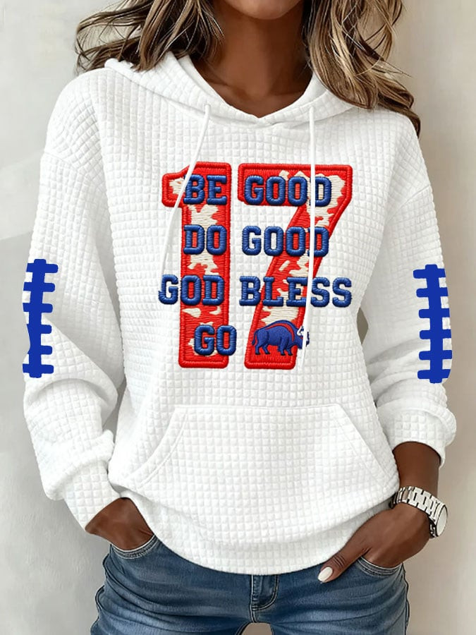 Buffalo Football 17 Waffle Hoodie Be Good Do Good God Bless Go Bills Hoodie Game Day Merch