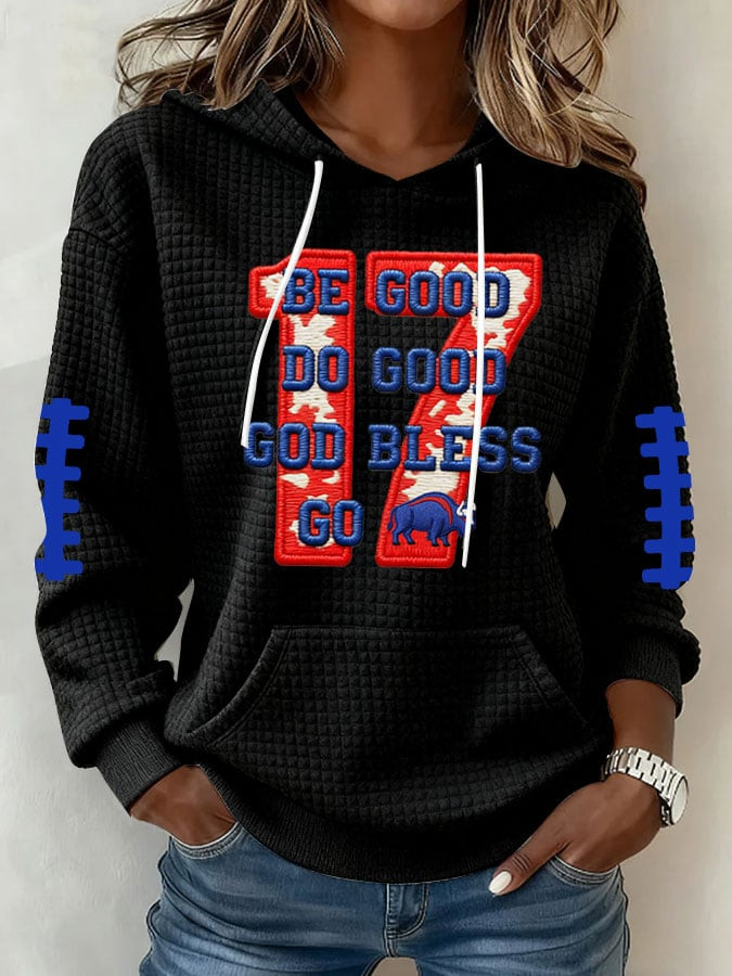Buffalo Football 17 Waffle Hoodie Be Good Do Good God Bless Go Bills Hoodie Game Day Merch