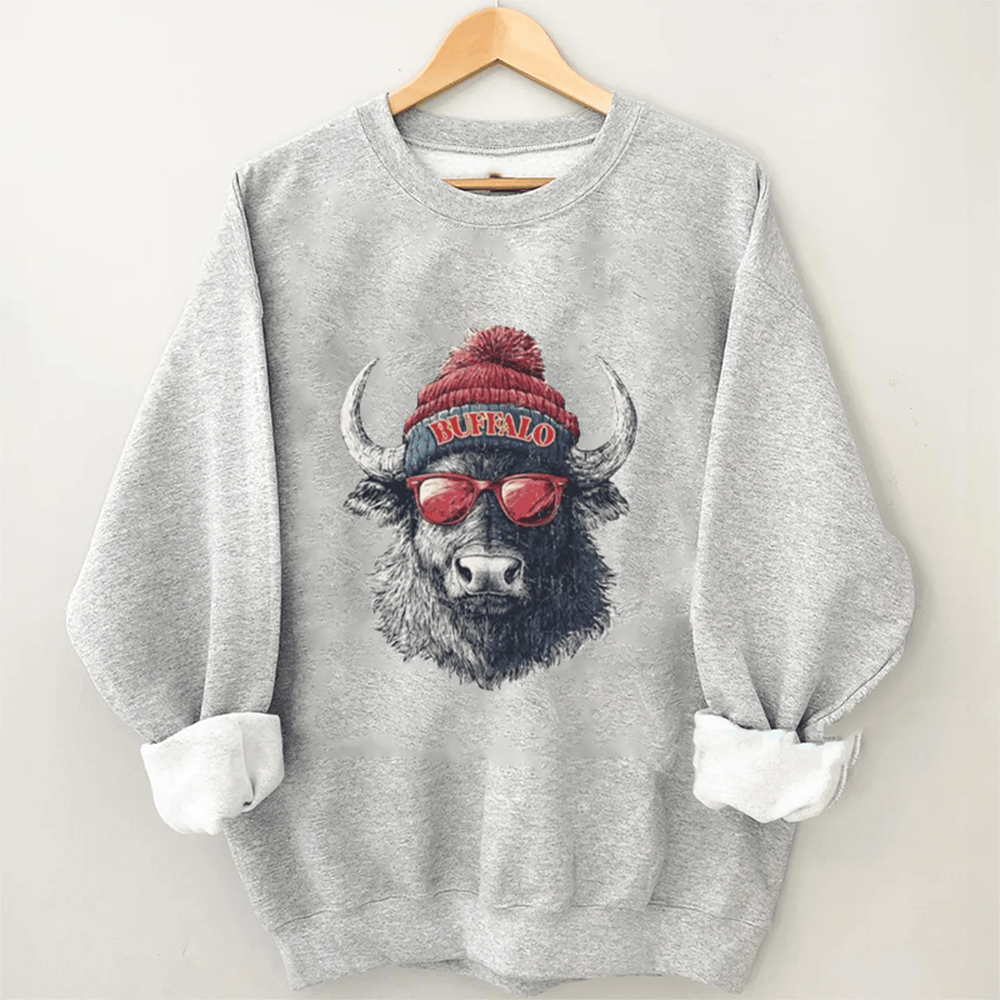 Buffalo Football Mascot Sweatshirt Game Day Apparel Birthday Presents For Football Players
