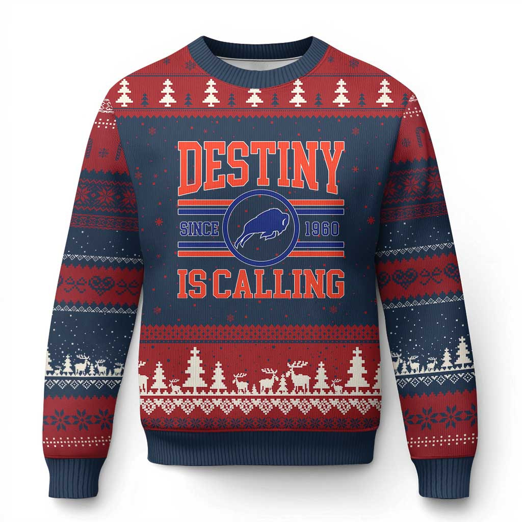 Buffalo Football Ugly Christmas Sweater Destiny Is Calling Gifts For Fans