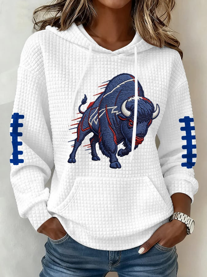 Buffalo Football Waffle Hoodie Bills Merch Buffalo Pride Game Day Clothing BB Hoodie Black