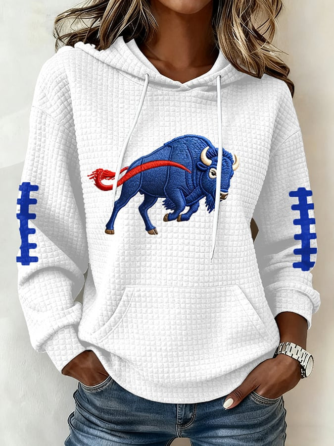 Buffalo Football Waffle Hoodie Bills Merch Buffalo Pride Game Day Clothing BB Hoodie Women