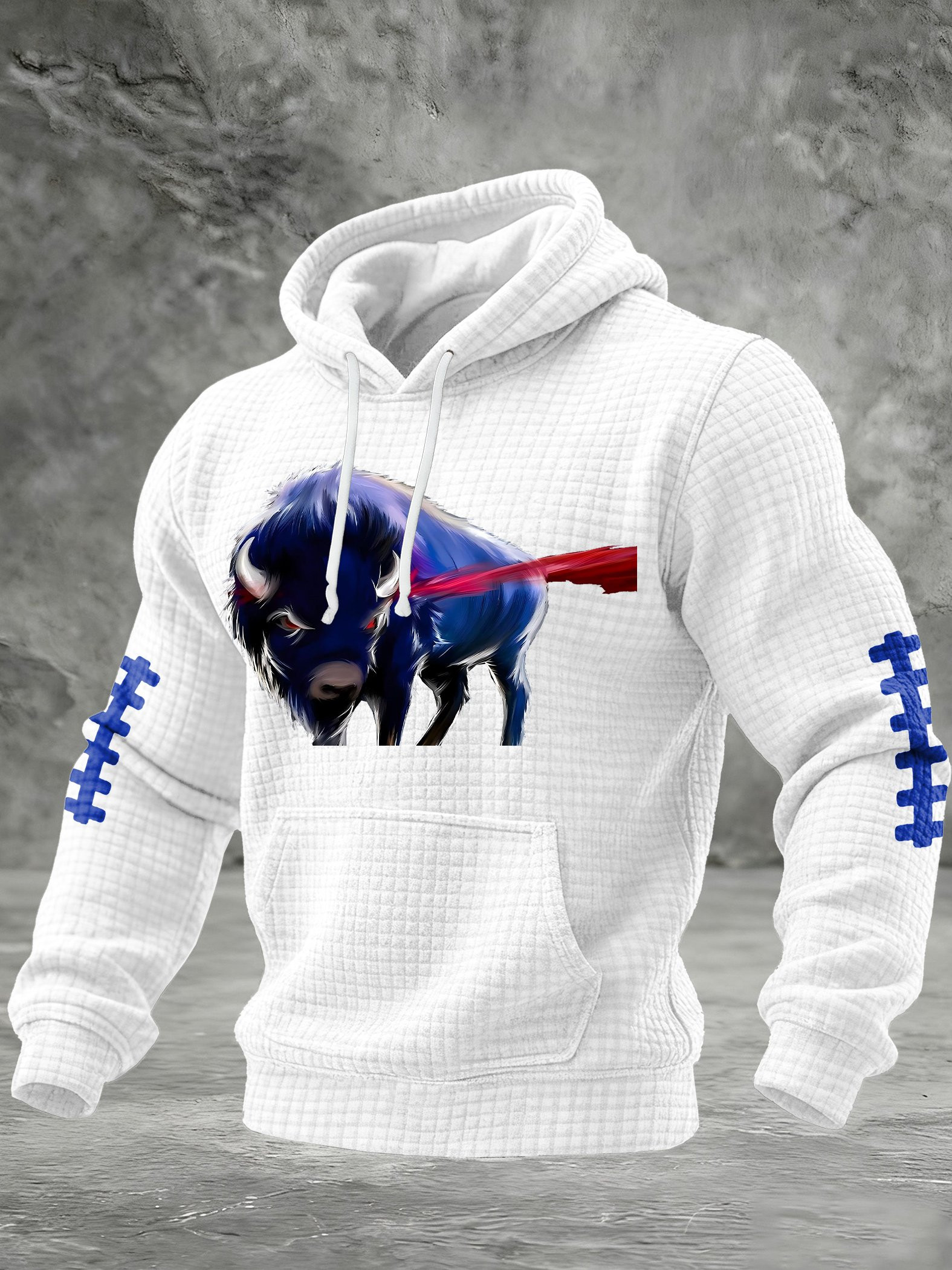 Buffalo Football Waffle Hoodie Bills Merch Buffalo Victory Game Day Hoodie Black