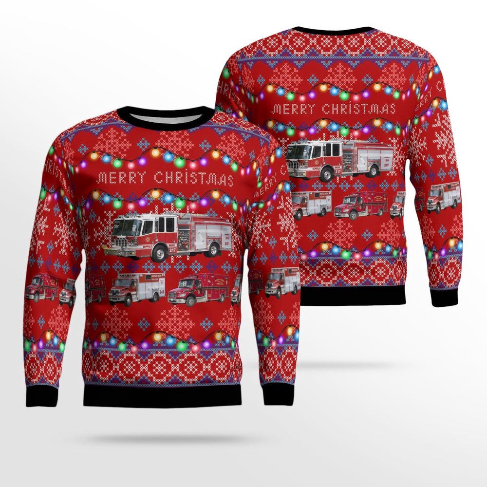 Buffalo Grove Illinois Fire Department Station 26 AOP Ugly Sweater Unisex Christmas Gift