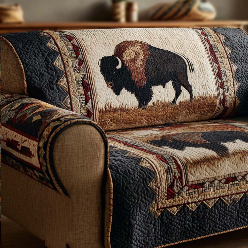 Buffalo Plains Quilted Sofa Cover Holiday Couch Covers Native American Gift Ideas
