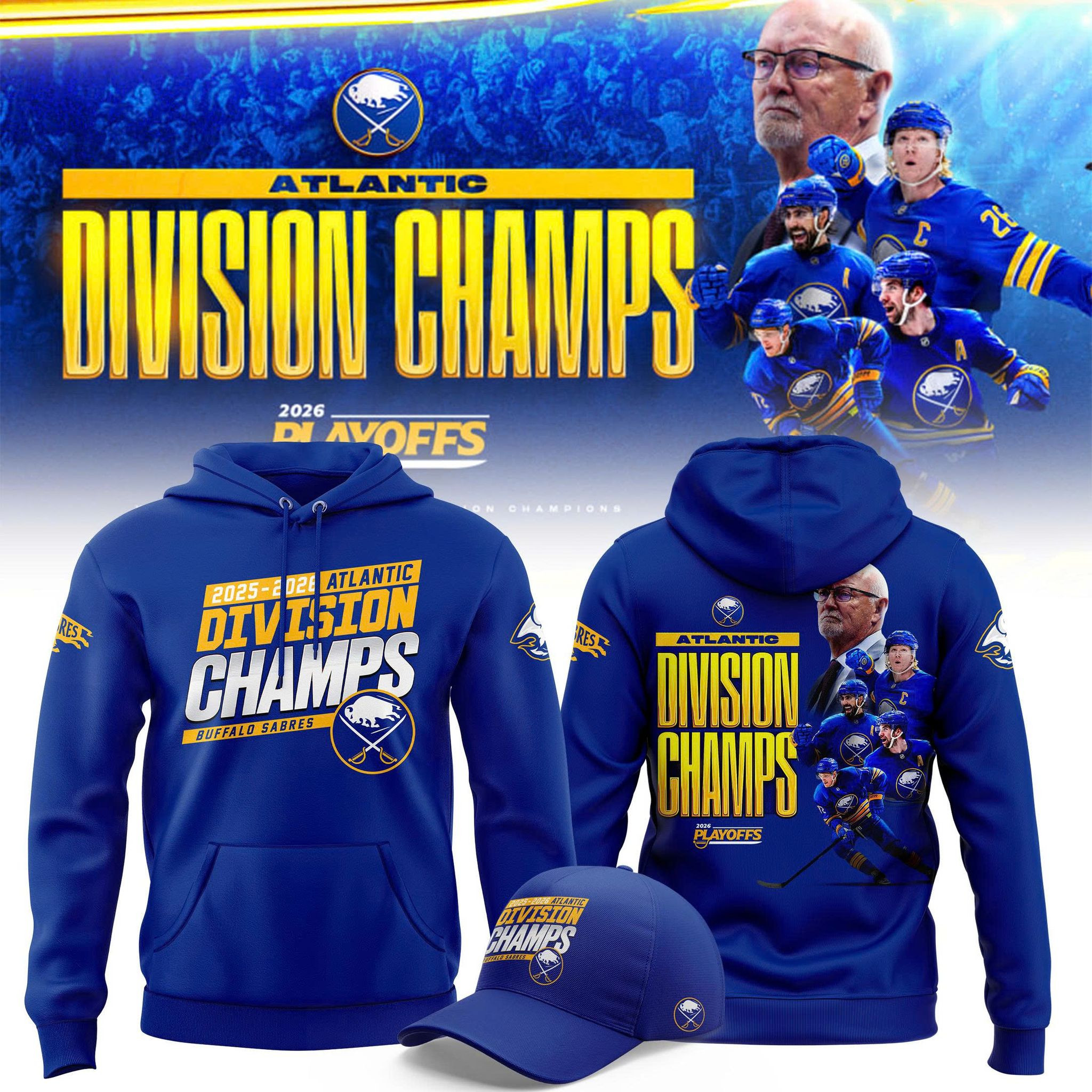 Buffalo Sabres 2026 Atlantic Division Champions Hoodie 2026 Stanley Cup Playoffs Apparel Gift For Fan