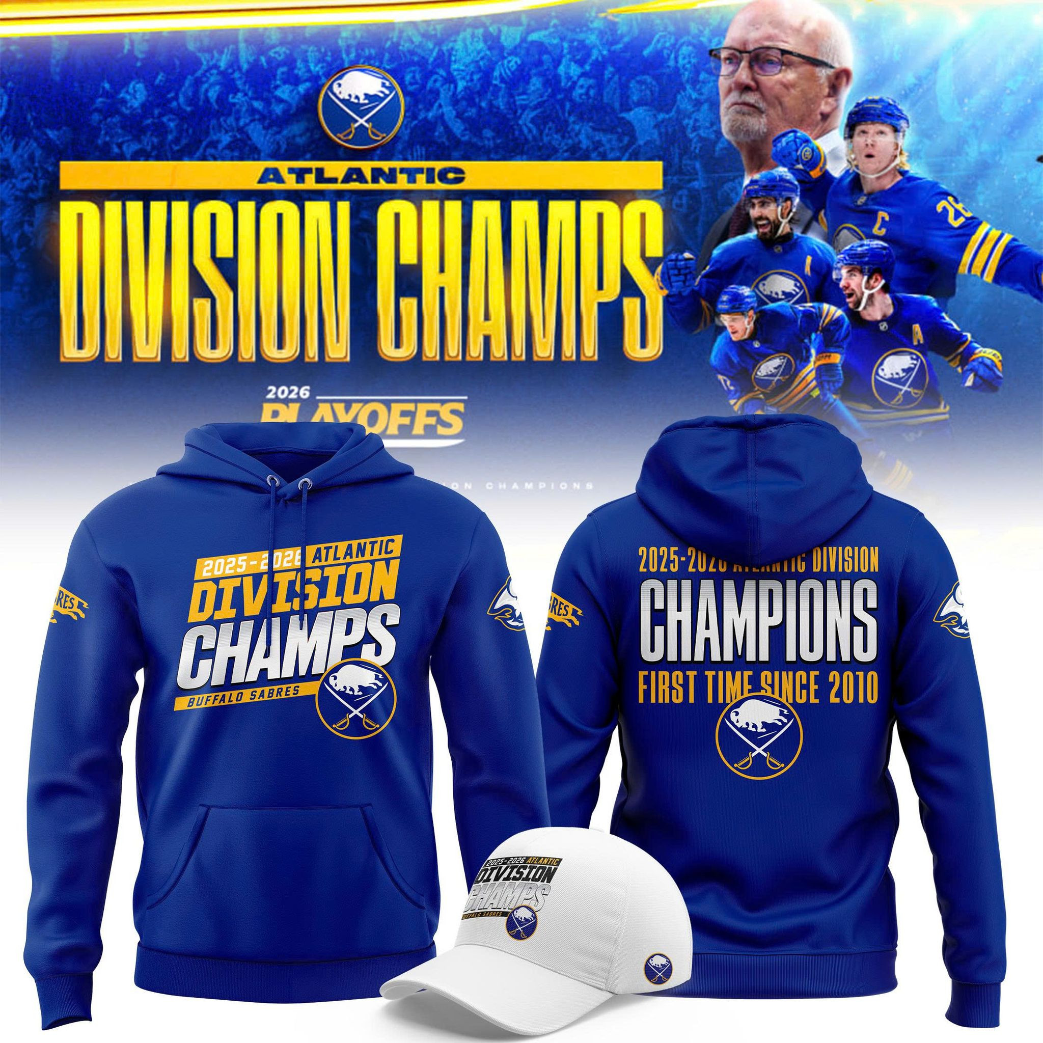 Buffalo Sabres 2026 Atlantic Division Champions Hoodie Buffalo Sabres Apparel Gift Idea For Fans