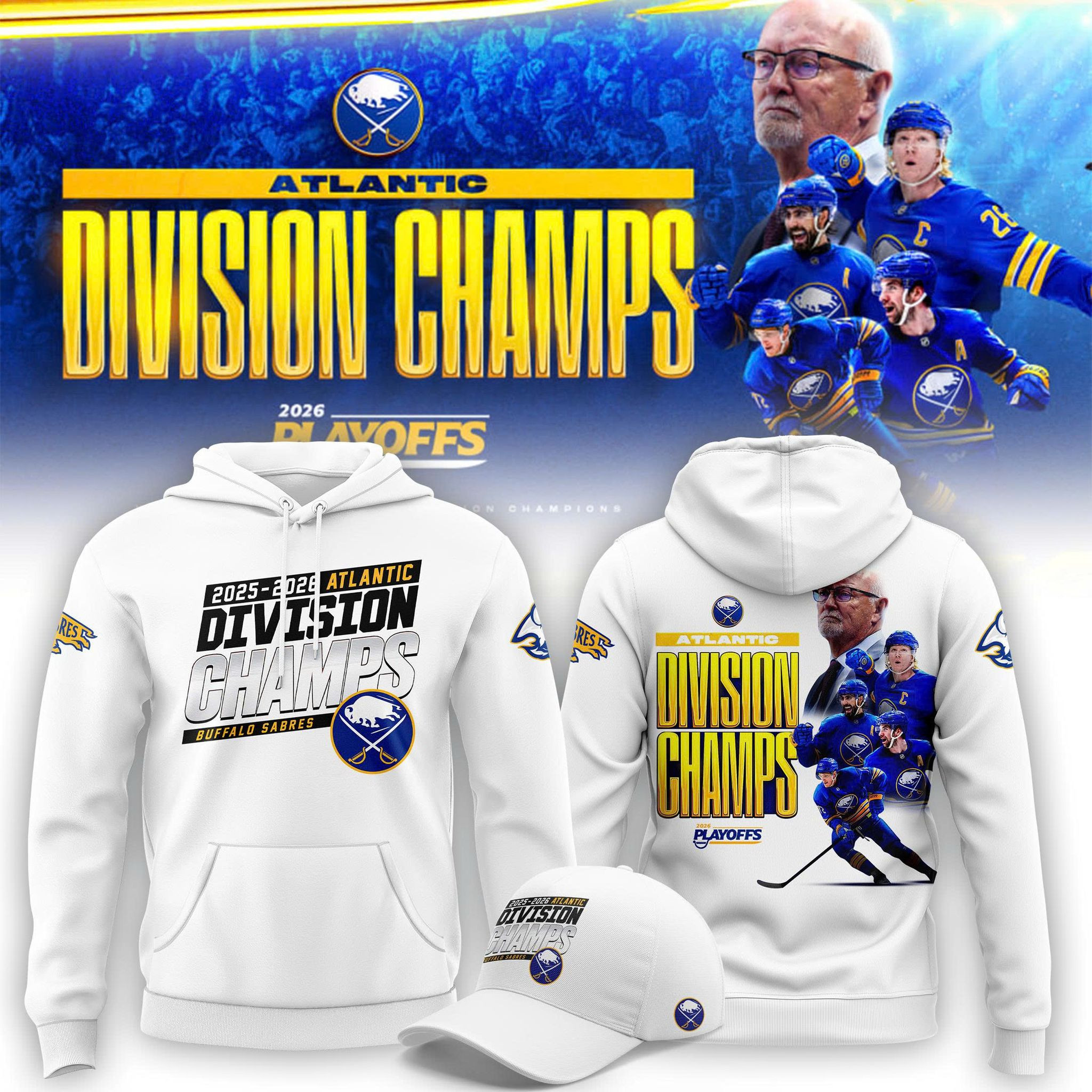 Buffalo Sabres 2026 Atlantic Division Champions Hoodie Game Day Clothing Hockey Fans Gift