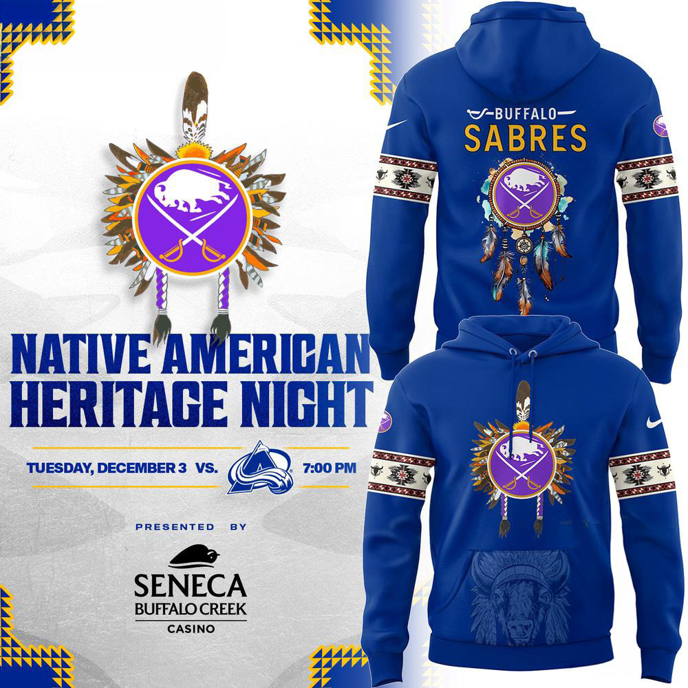 Buffalo Sabres Native American Heritage Blue Hoodie Gifts For Hockey Fans