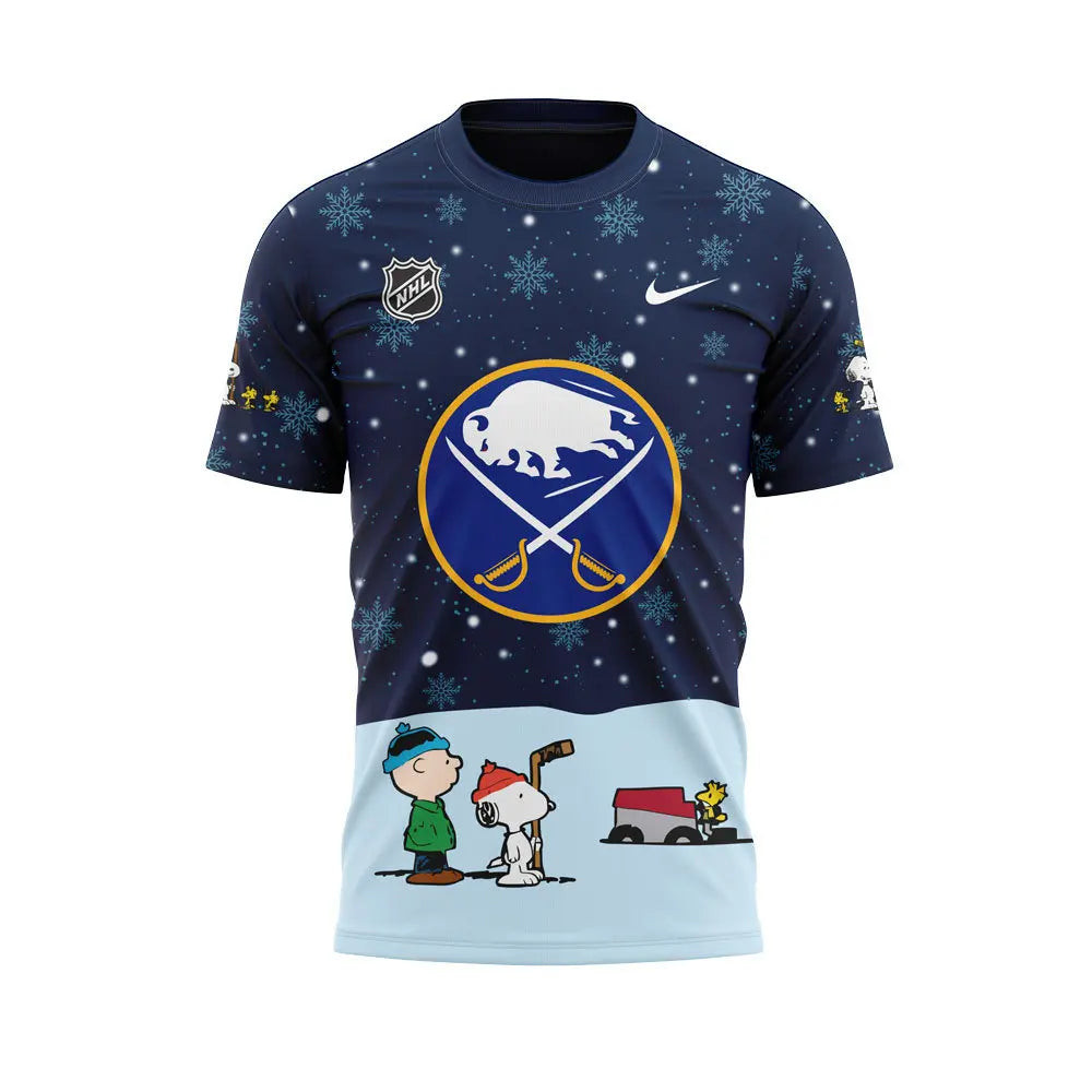 Buffalo Sabres Peanuts Hookey Shirt Snoopy Night Hockey T-Shirt Football Gifts For Men