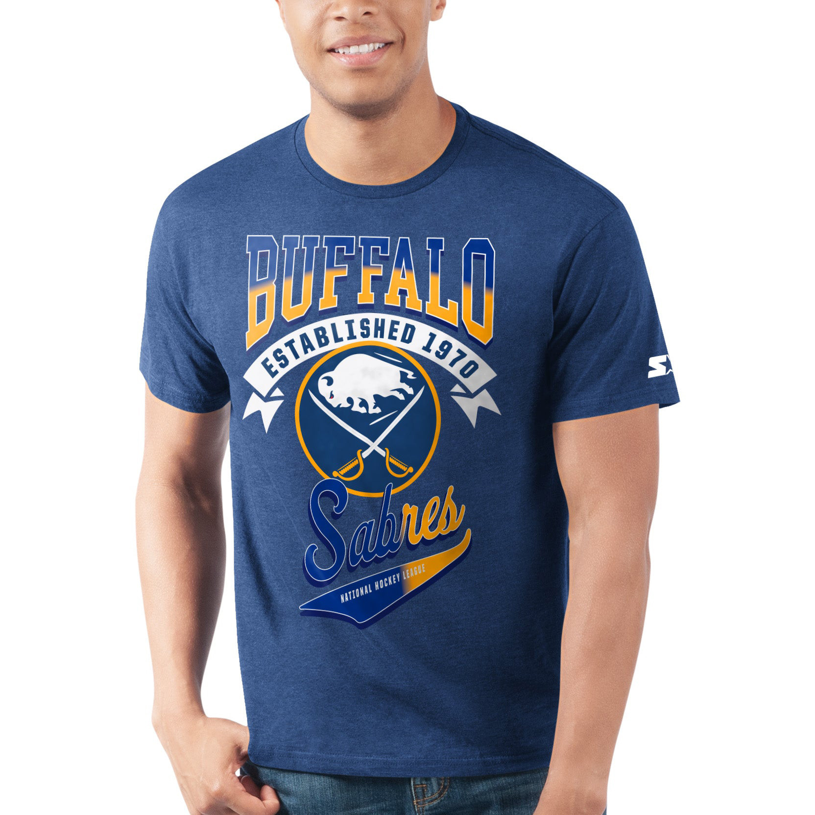 Buffalo Sabres Starter Royal T-Shirt Buffalo Sabres Clothing Good Gifts For Hockey Fans