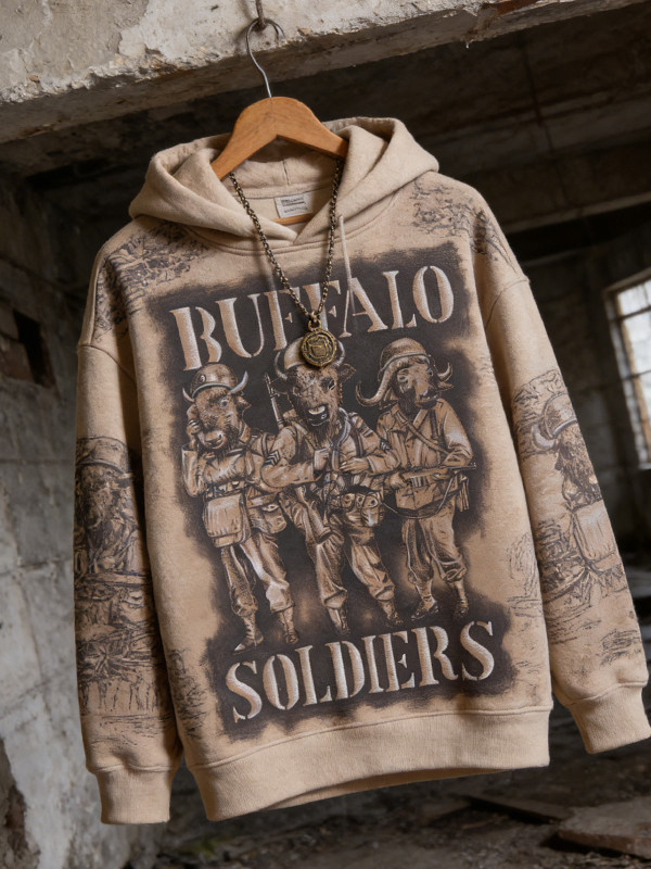 Buffalo Soldiers Vintage Hoodie Veteran History Hooded Sweatshirt Gift For Veterans