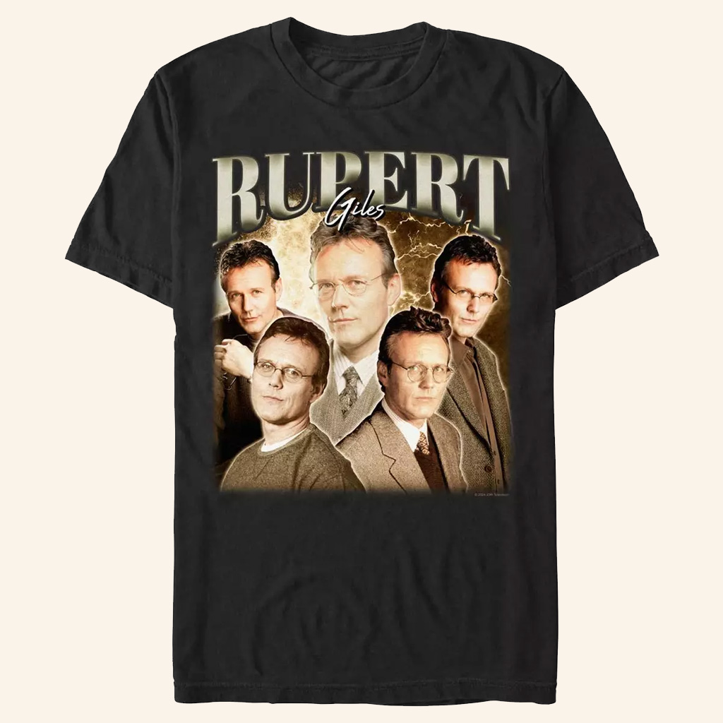 Buffy The Vampire Slayer Merch Rupert Giles Collage Retro T-Shirt Gifts For Movie Fans