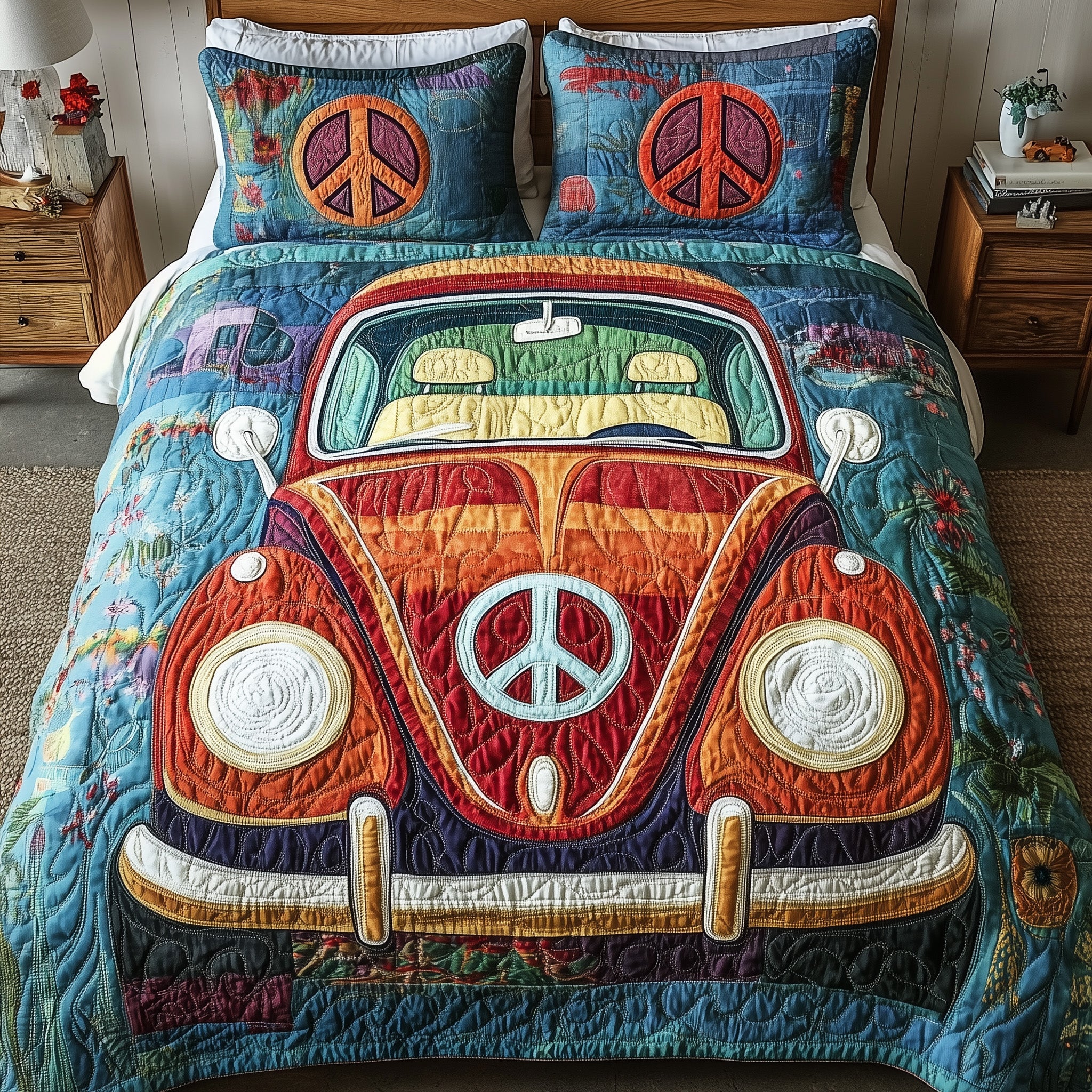 Bug Life Quilted Bedding Set Duvet Cover Merchandise Gifts For Guys Who Like Cars