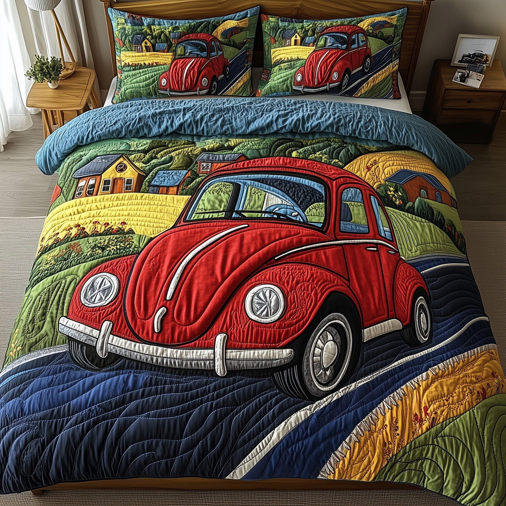Bug Life Quilted Bedding Set Duvet Cover Merchandise Gifts For Men Who Like Cars
