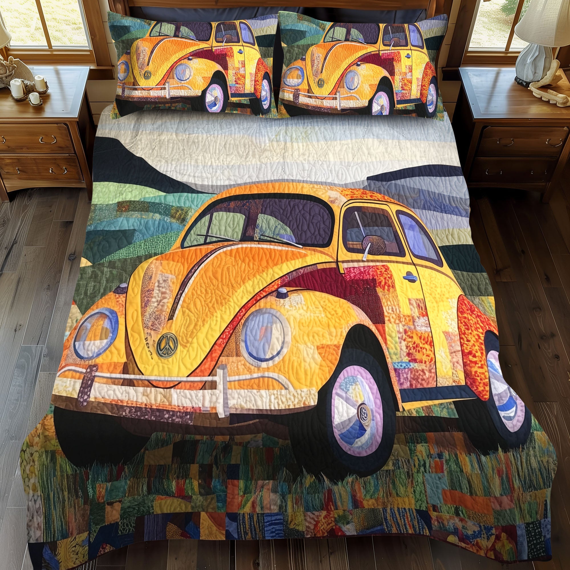 Buggy Paradise Quilted Bedding Set Best Bed Sheet Set Gifts For Hippie Sister