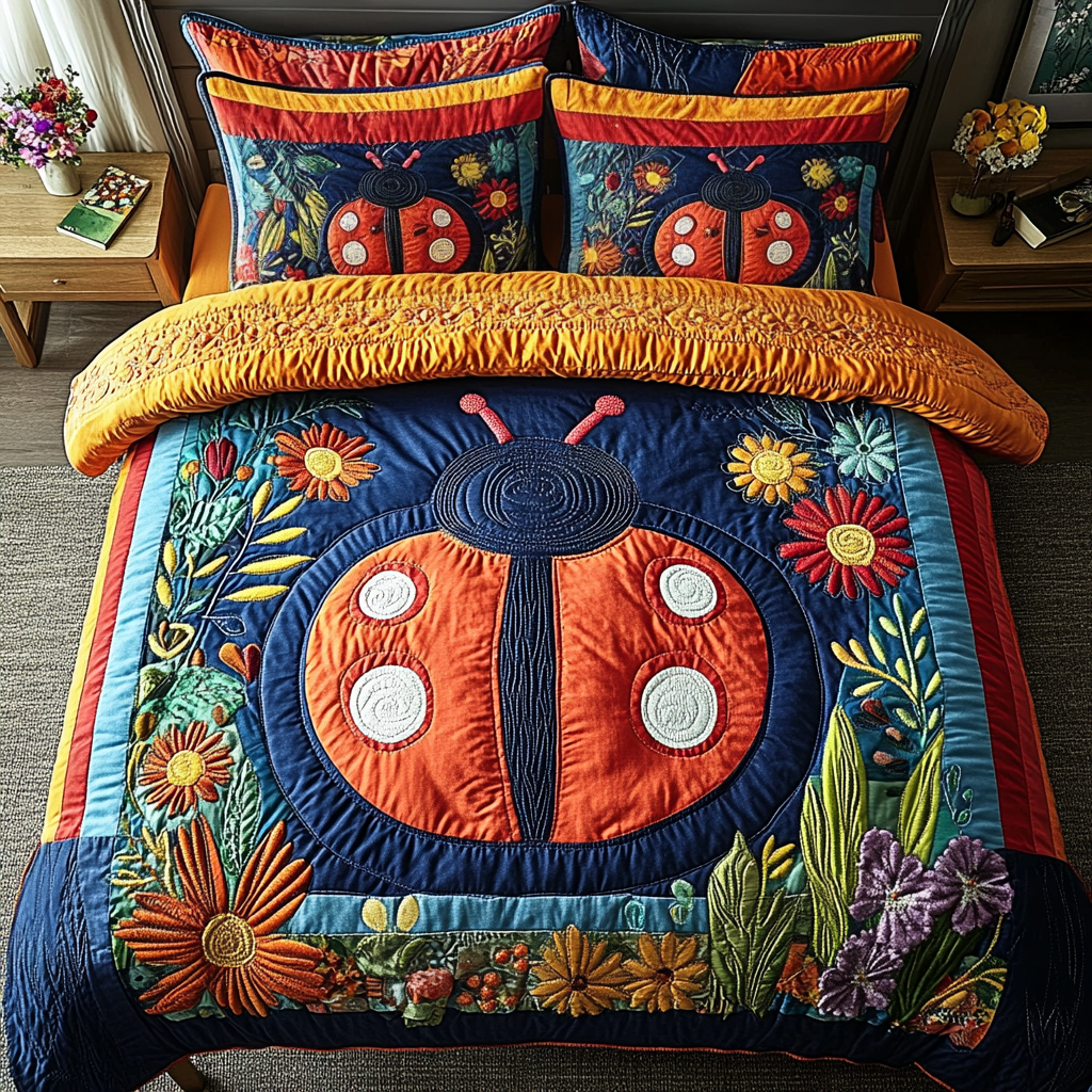Bugsy Comfort Quilted Bedding Set Bed Decor Ladybug Themed Gifts