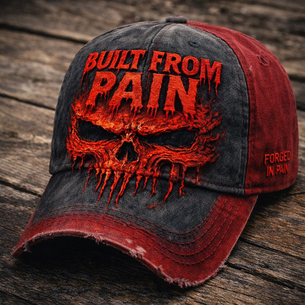 Built From Pain Vintage Hat Bloody Skull Graphic Baseball Cap Unique Gift For Boyfriend