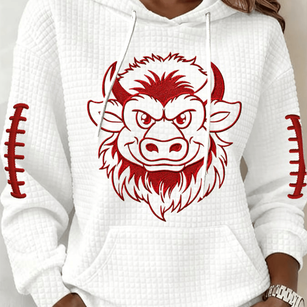 Bull Graphic Football Hoodie Game Day Apparel Football Themed Gift For Her
