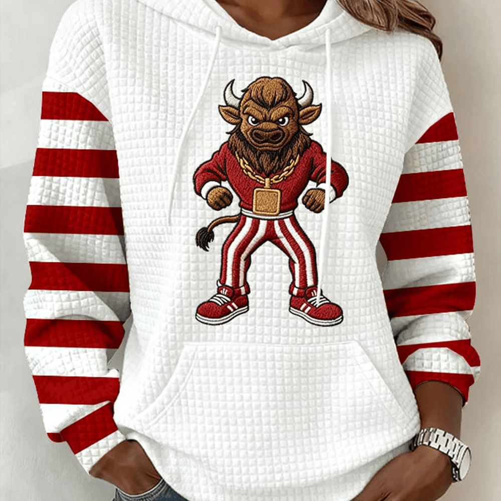 Bull Mascot Indiana Hoosiers Hoodie Football Merch Game Day Gift For Her