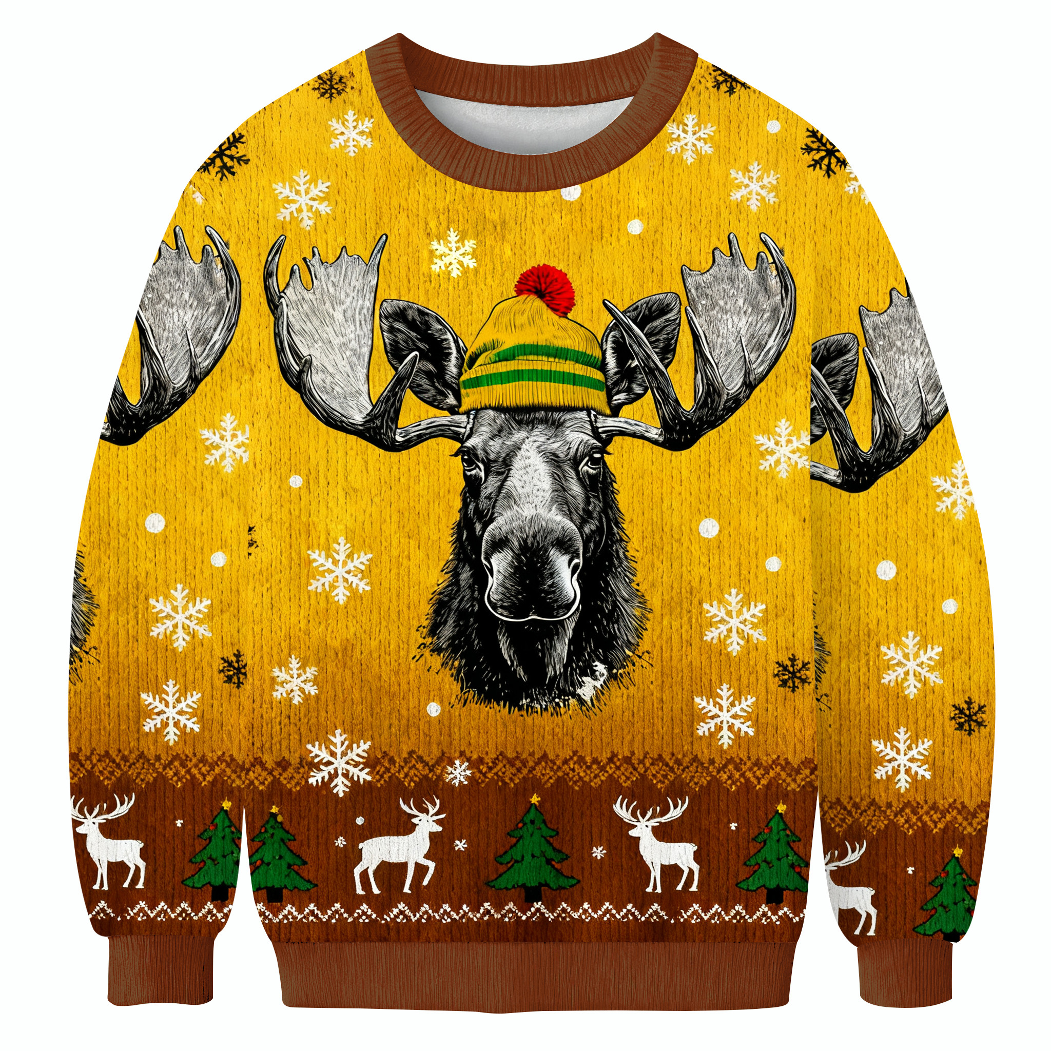 Bull Moose Wearing Beanie Christmas Ugly Sweater Festive Wear Christmas Gift Ideas