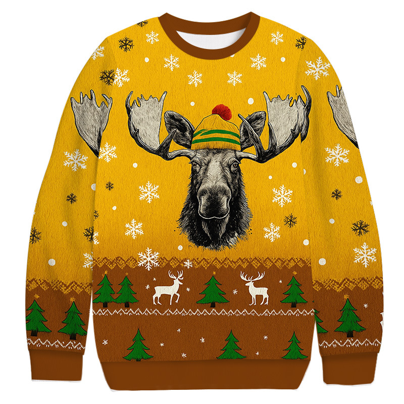 Bull Moose Wearing Beanie Christmas Ugly Sweatshirt Christmas Gift For Friends Bull Moose Wearing Beanie Christmas Ugly Sweatshirt Christmas Gift For Friends