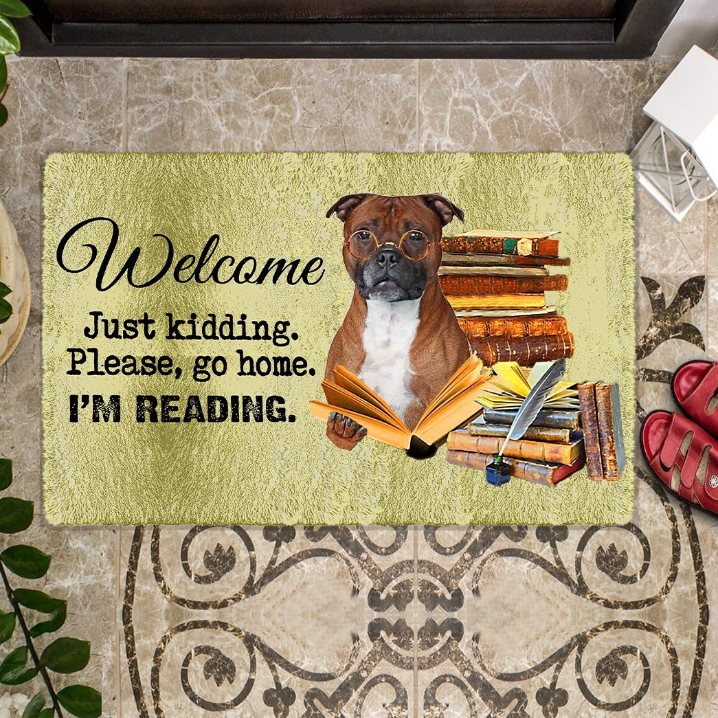 Bull Terrier Doormat Welcome Just Kidding Please Go Home I'm Reading Best Gifts For Dog Lovers