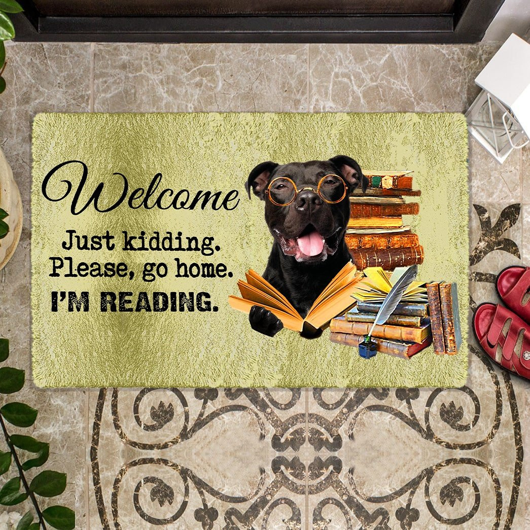 Bull Terrier Doormat Welcome Just Kidding Please Go Home I'm Reading Gifts Pet Lovers