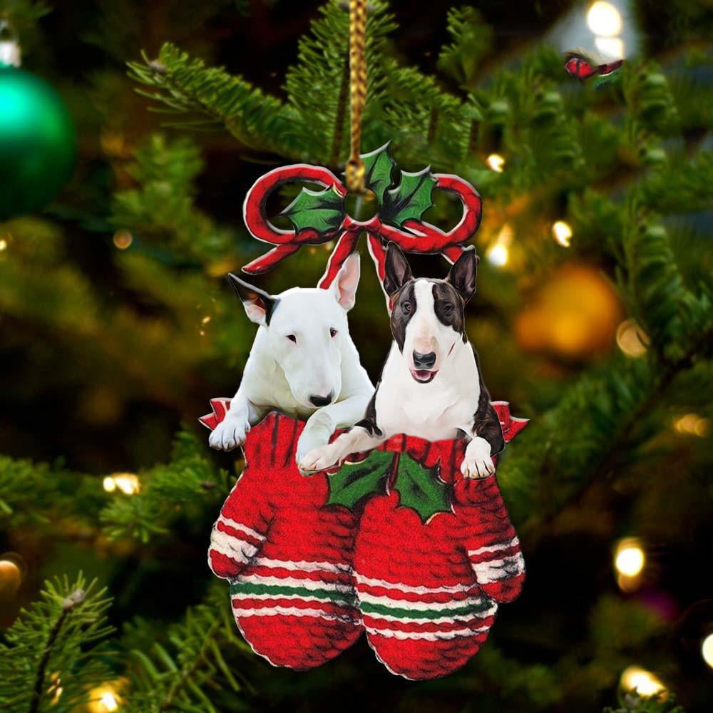 Bull Terrier Inside Christmas Gloves Ornament Dog Lover Ornament Dog Themed Christmas Tree