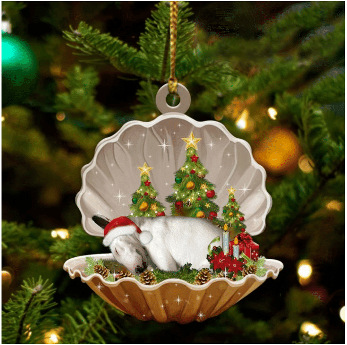 Bull Terrier Sleeping in Pearl Dog Christmas Ornament Flat Acrylic