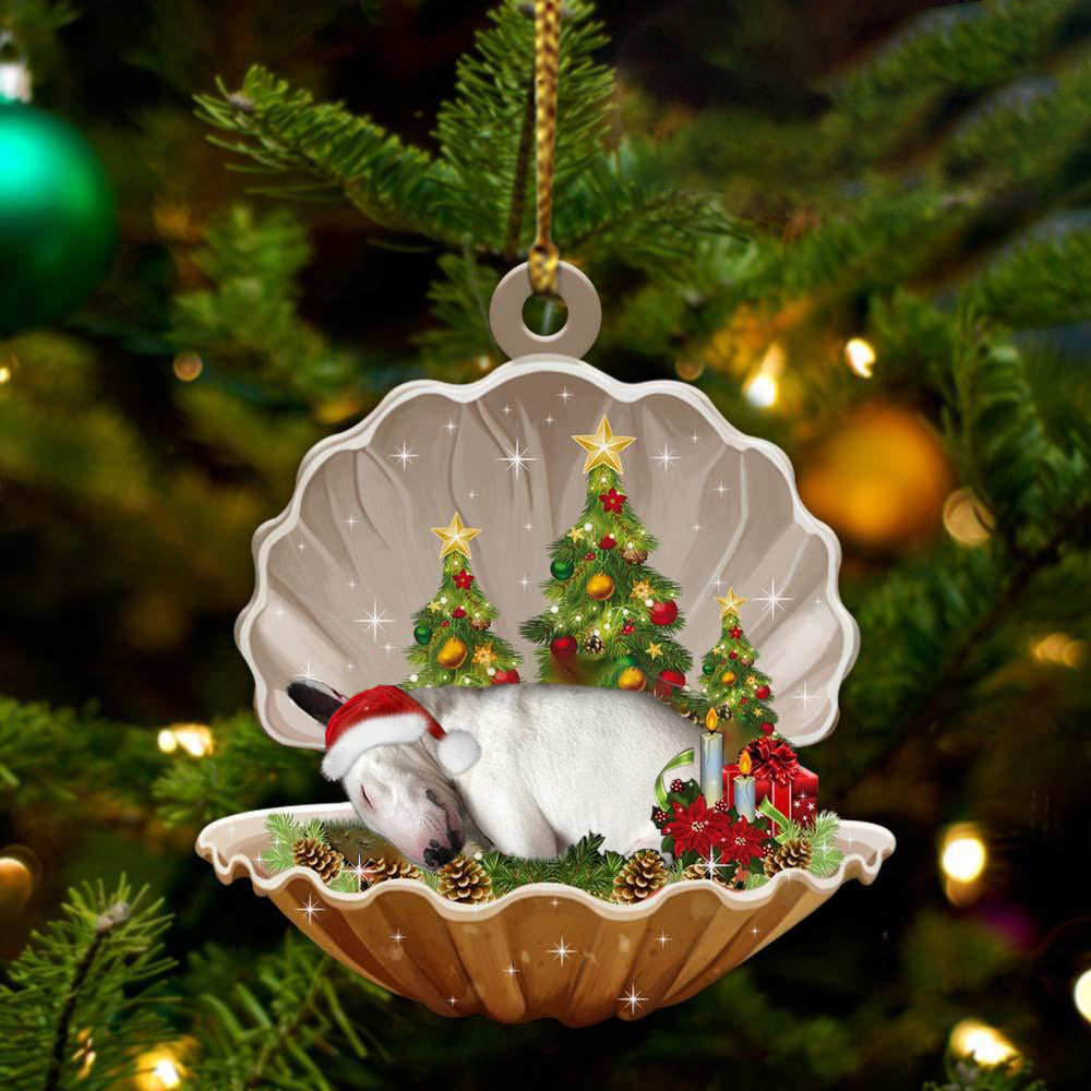 Bull Terrier Sleeping in Pearl Dog Christmas Ornament Flat Acrylic