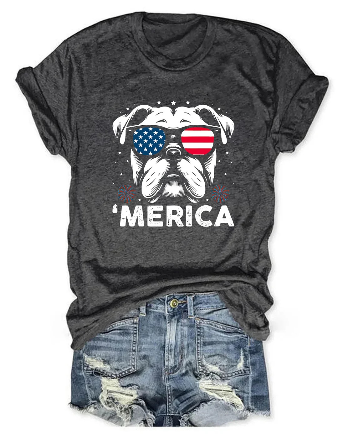 Bulldog 4th Of July T-Shirt Patriotic Dog Lover Gift Independence Day Merch Cute