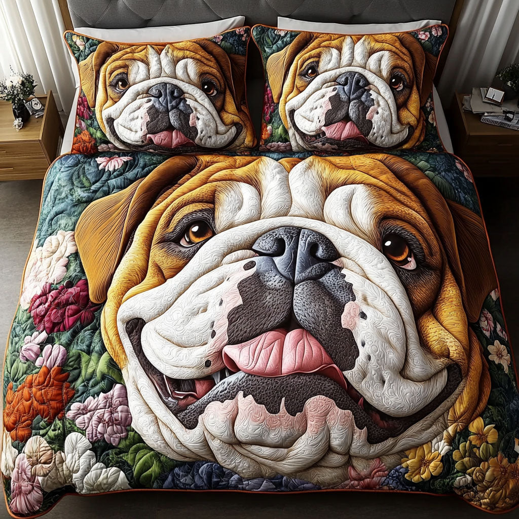 Bulldog Beauty Queen Quilted Bedding Set Comfortable Microfiber Bedding Set for Everyday Use