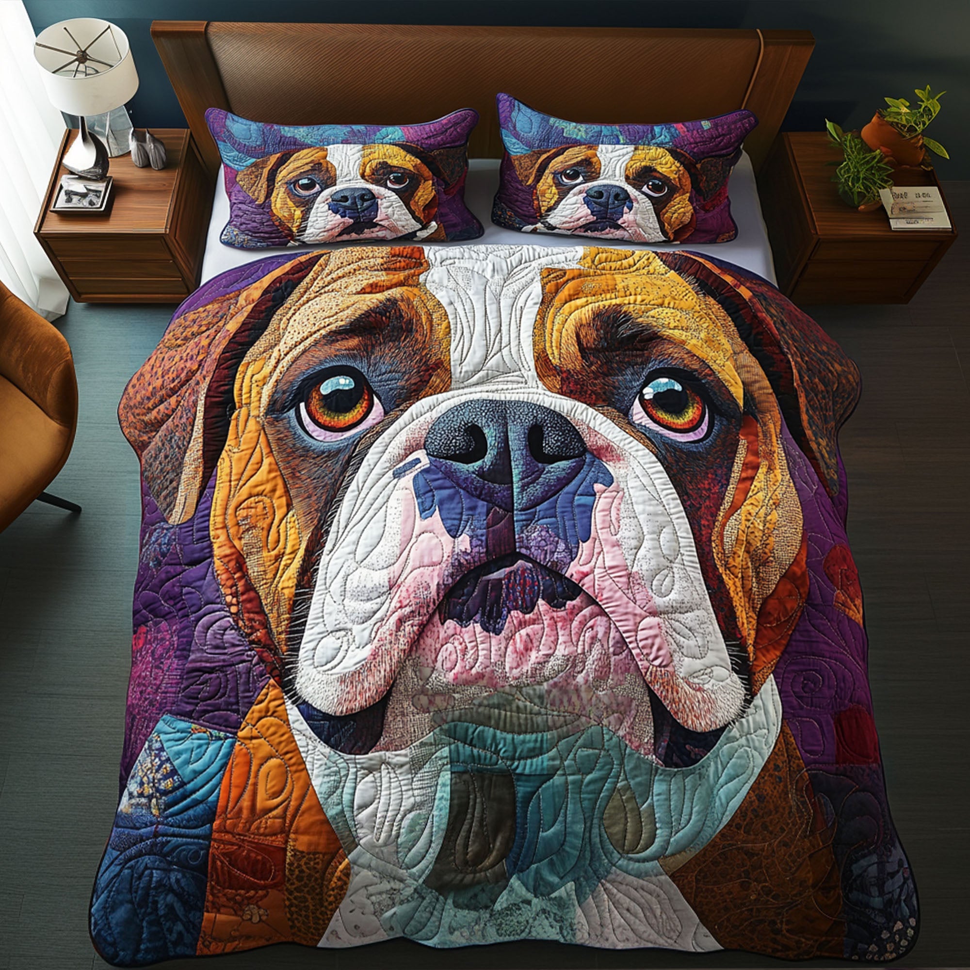 Bulldog Bliss Quilted Bedding Set Best Bedding Gift for Holiday Season 2025
