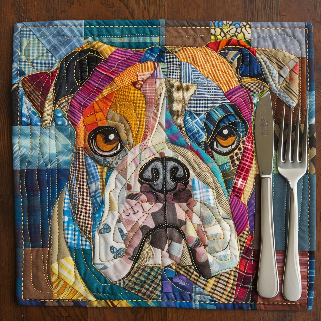 Bulldog Bliss Quilted Place Mat House Decor Items Good Gifts For Dog Lovers