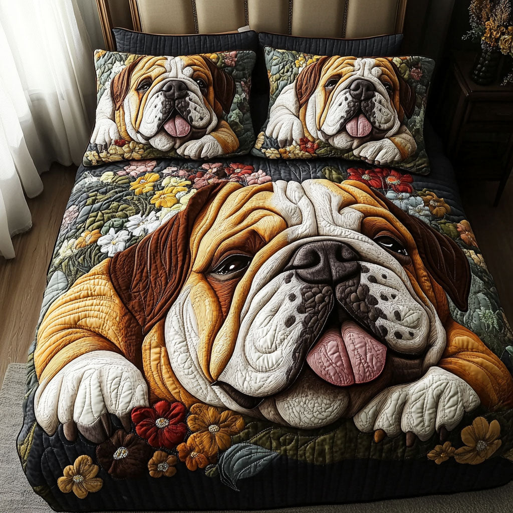 Bulldog Bond Quilted Bedding Set Comfortable Microfiber Bedding Set for Everyday Use