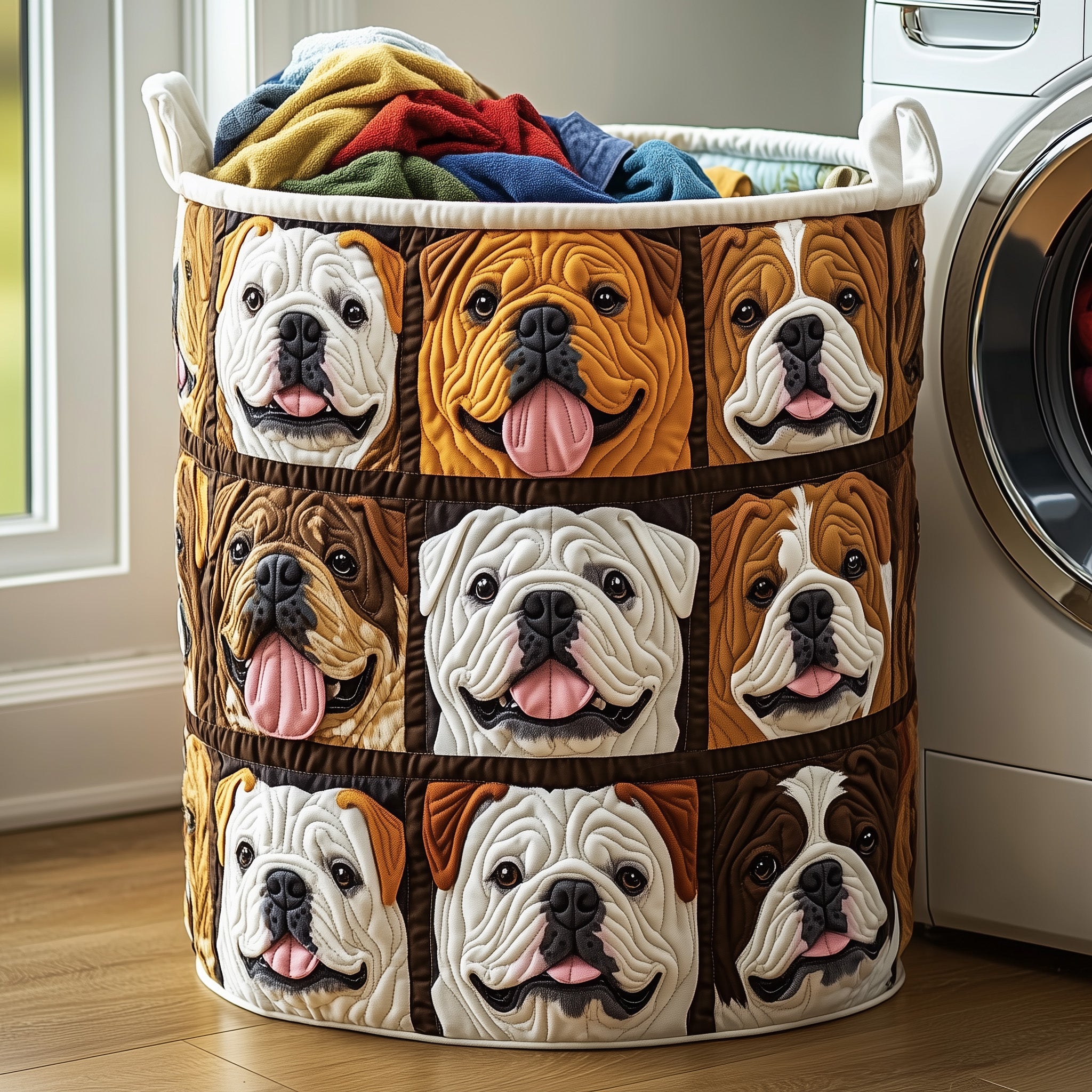 Bulldog Buddy Quilted Laundry Basket Gift Ideas For Bulldog Lovers