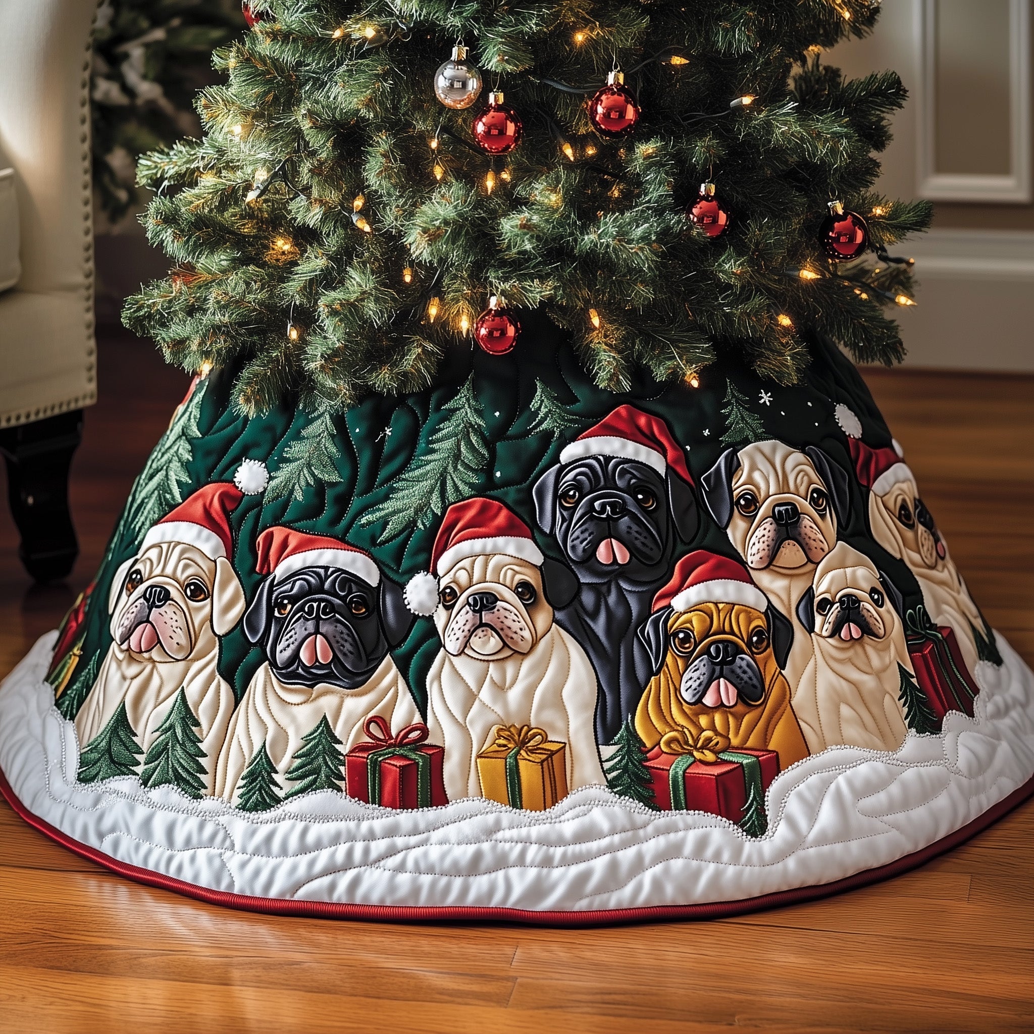 Bulldog Buddy Quilted Tree Skirt Thoughtful Holiday Gift Merch