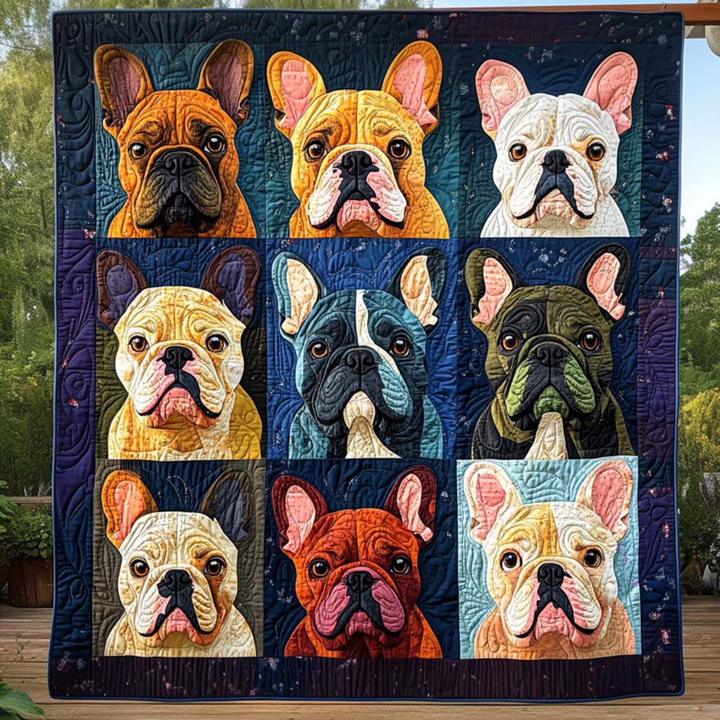 Bulldog Chic Quilted Blanket Gifts For French Bulldog Owners