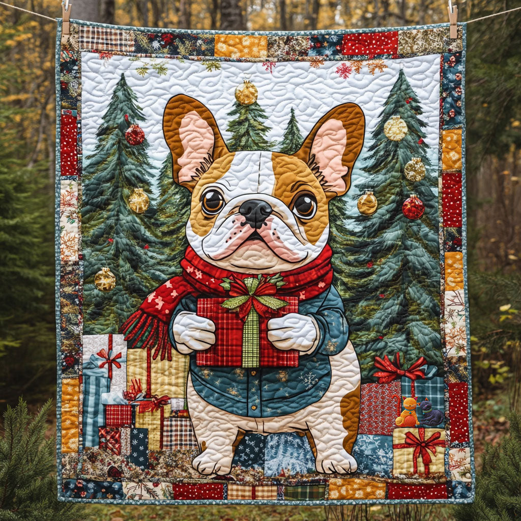 Bulldog Christmas Holiday Christmas Quilt Blanket Best Christmas Gift For Mom