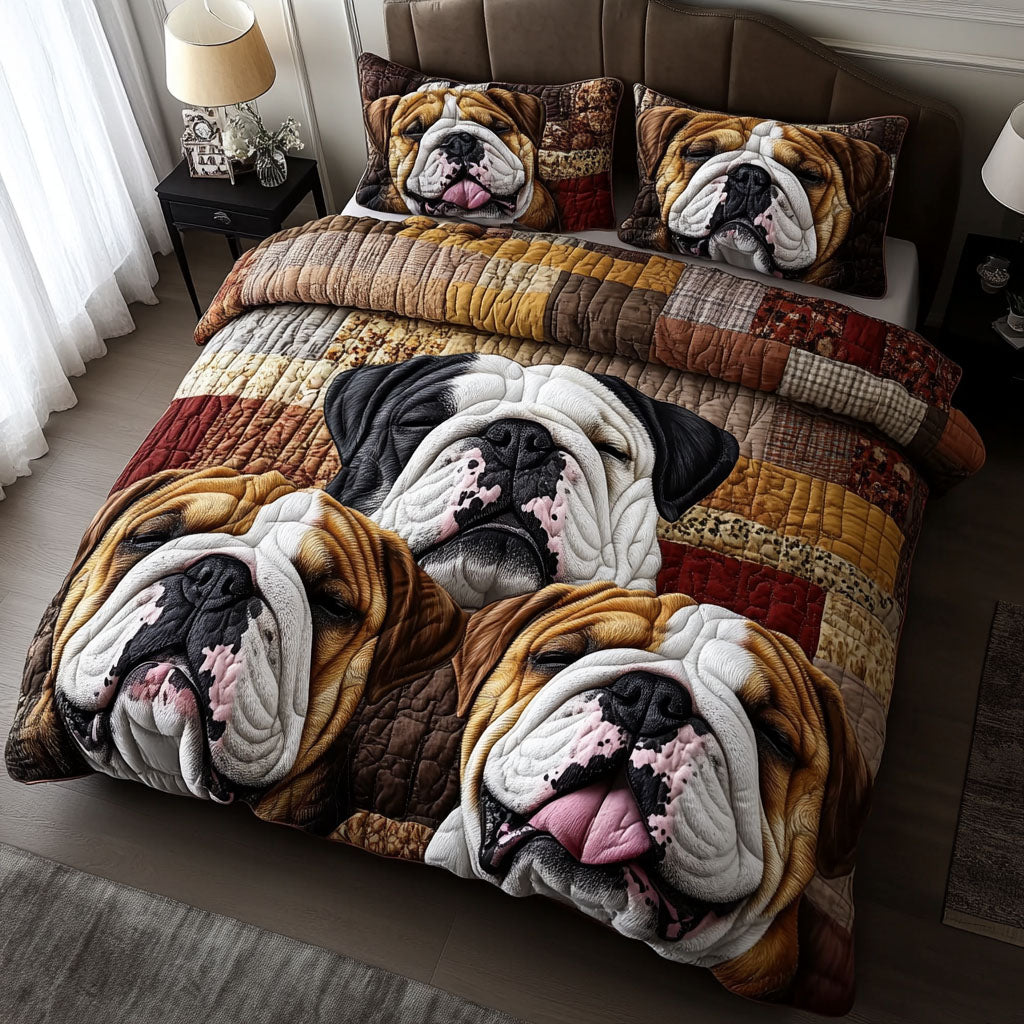 Bulldog Companion Quilted Bedding Set Classic Bedding Set That Enhances Your Sleep Space