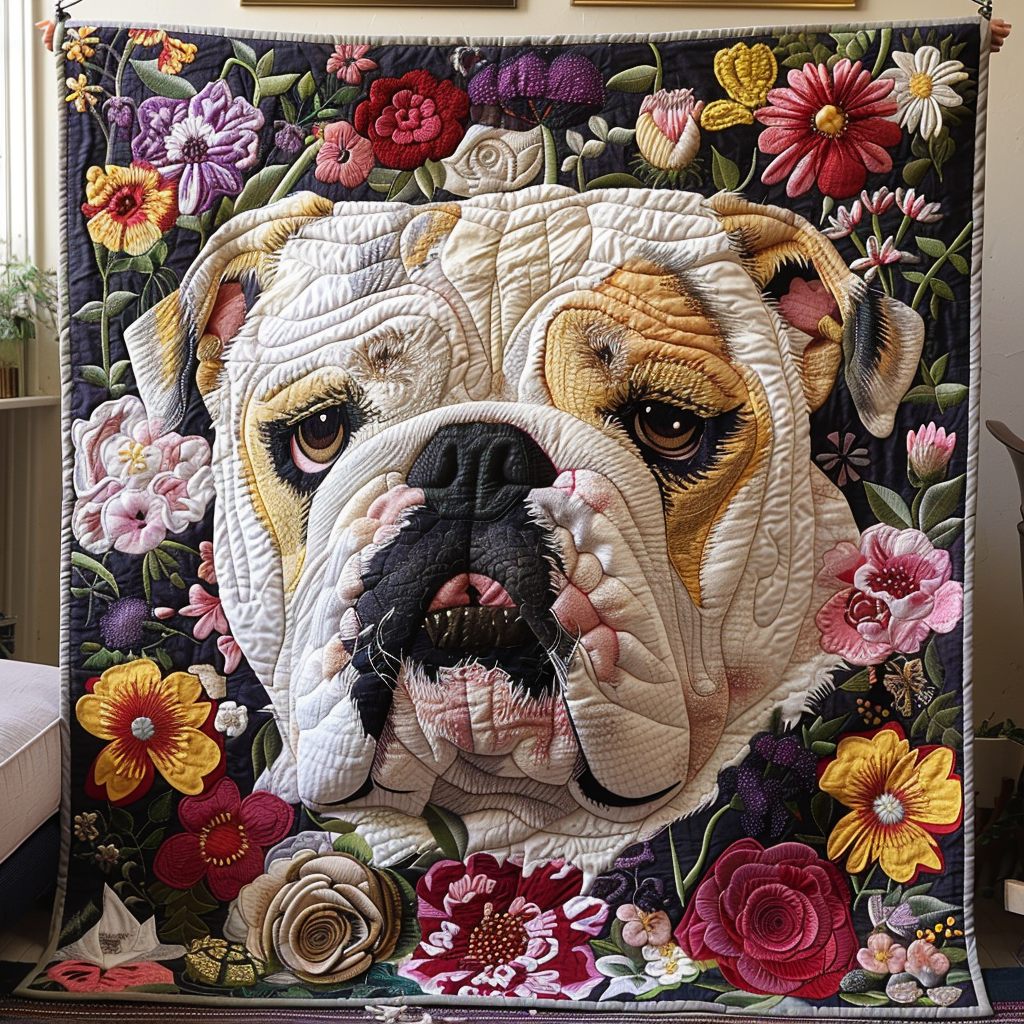 Bulldog Country Charm Quilted Blanket Presents For Dog Lovers