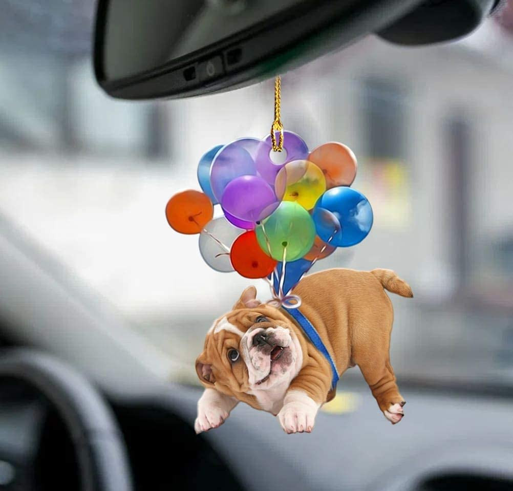 Bulldog Fly With Bubbles Car Hanging Ornament Dog Ornament Lasfour