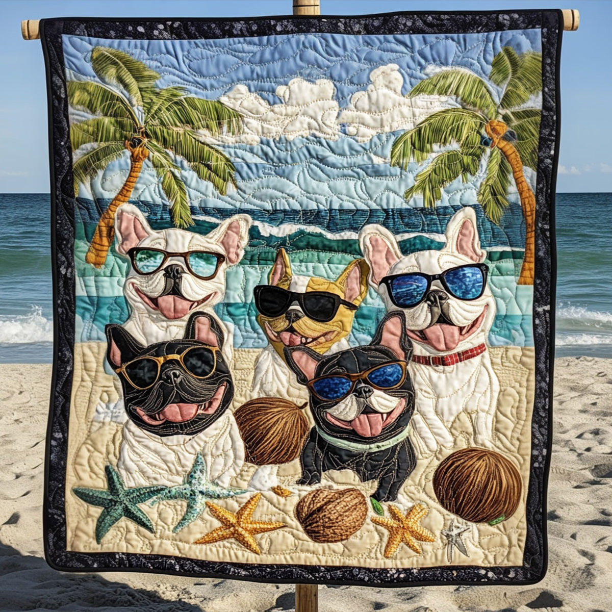 Bulldog Friends Quilted Blanket Gifts For Frenchie Lovers