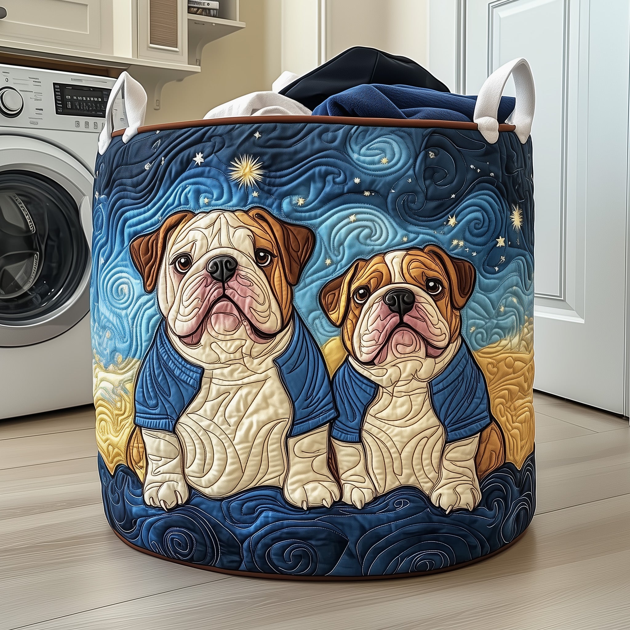 Bulldog Friends Quilted Laundry Basket Excellent Gift For Her