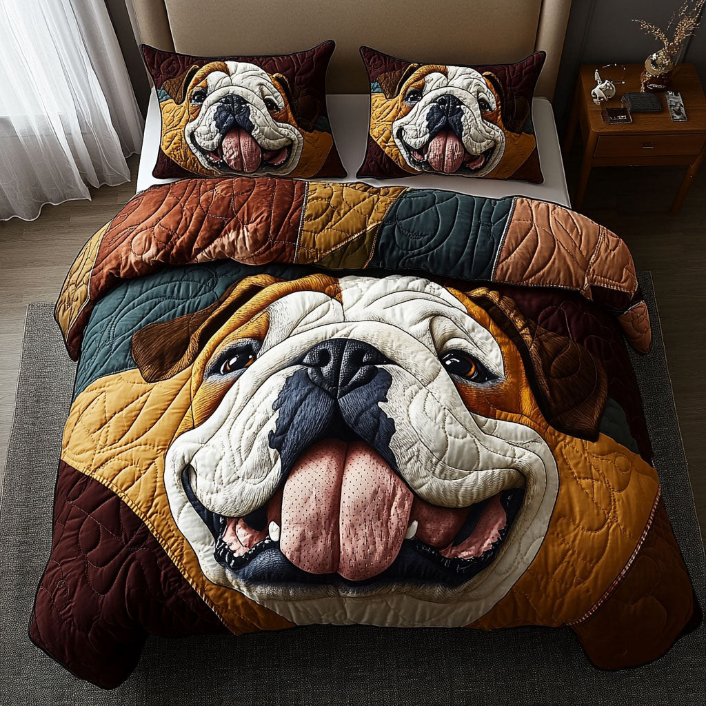 Bulldog Fun Quilted Bedding Set Thoughtful Bedroom Gift Idea for Any Occasion