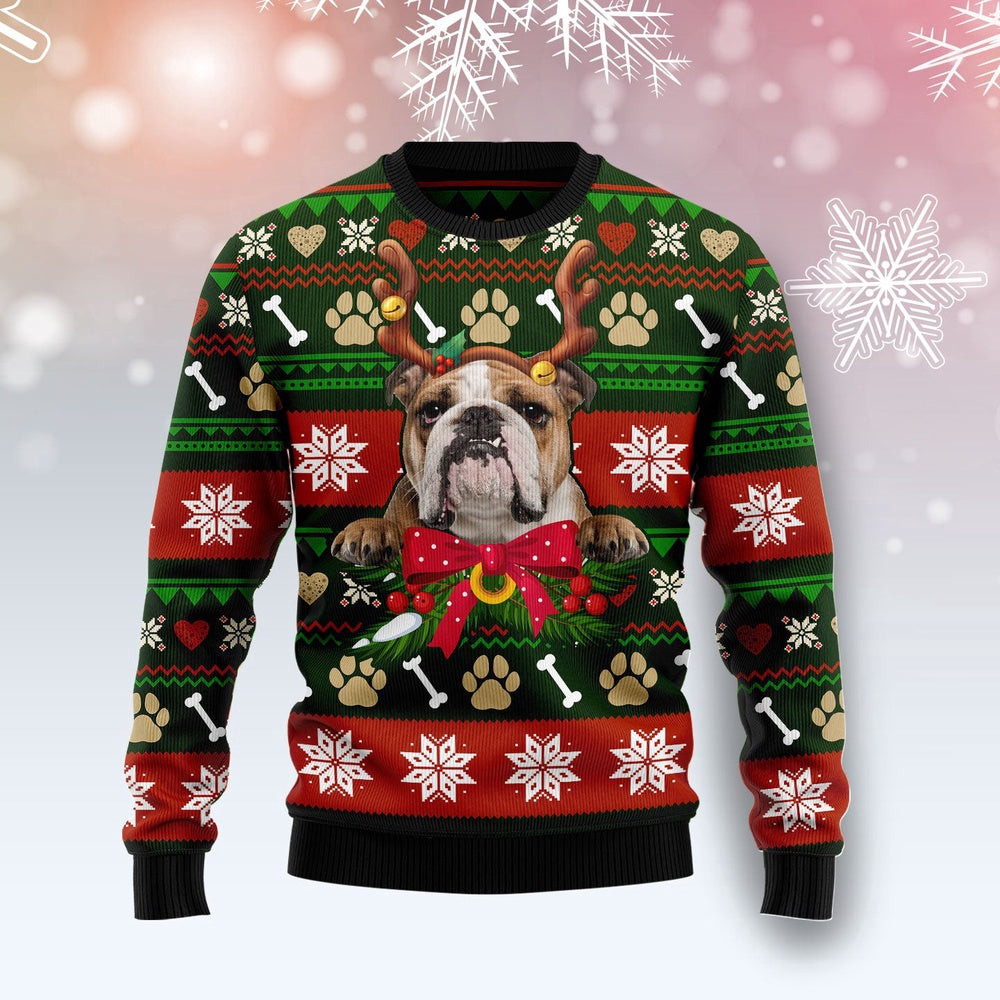 Bulldog Funny Unisex Sweater for Couples Friends Funny Family Christmas Holiday Gift