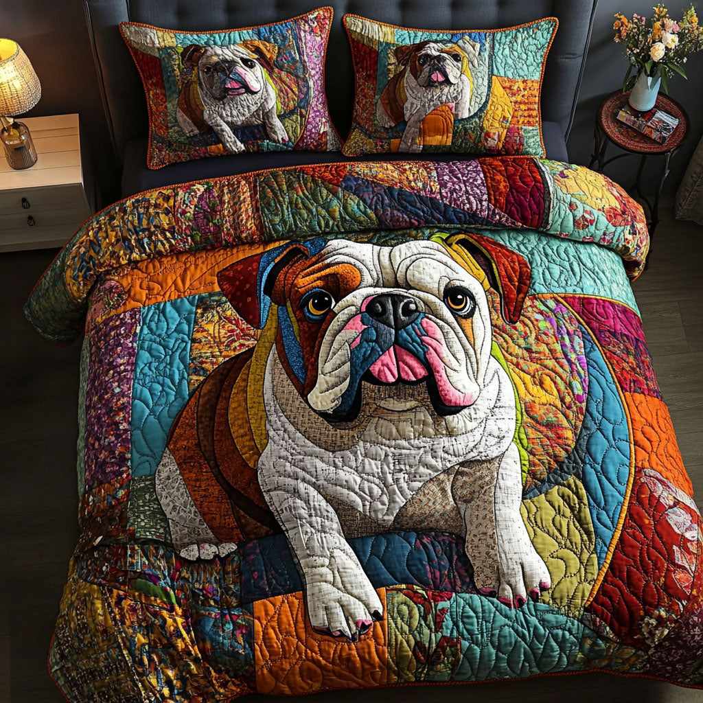 Bulldog Fur Quilted Bedding Set Stylish Bedding Merch Gift for Home Lovers